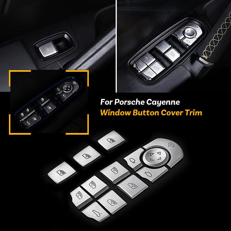 13X Silver Window Lifting Button Decal Cover Trim for Porsche for Cayenne 2011-2017