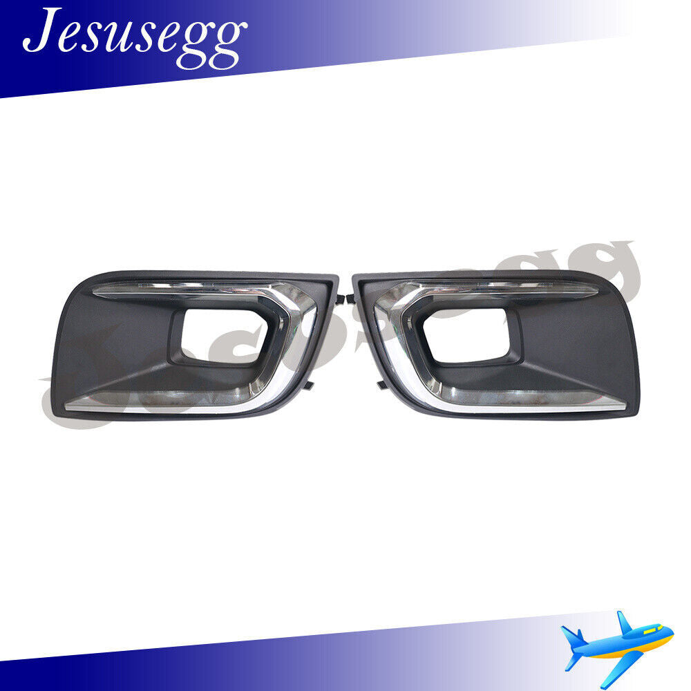 2x Front Left+Right Bumper Foglight Bezel Cover Chrome for Toyota Sequoia 18-21