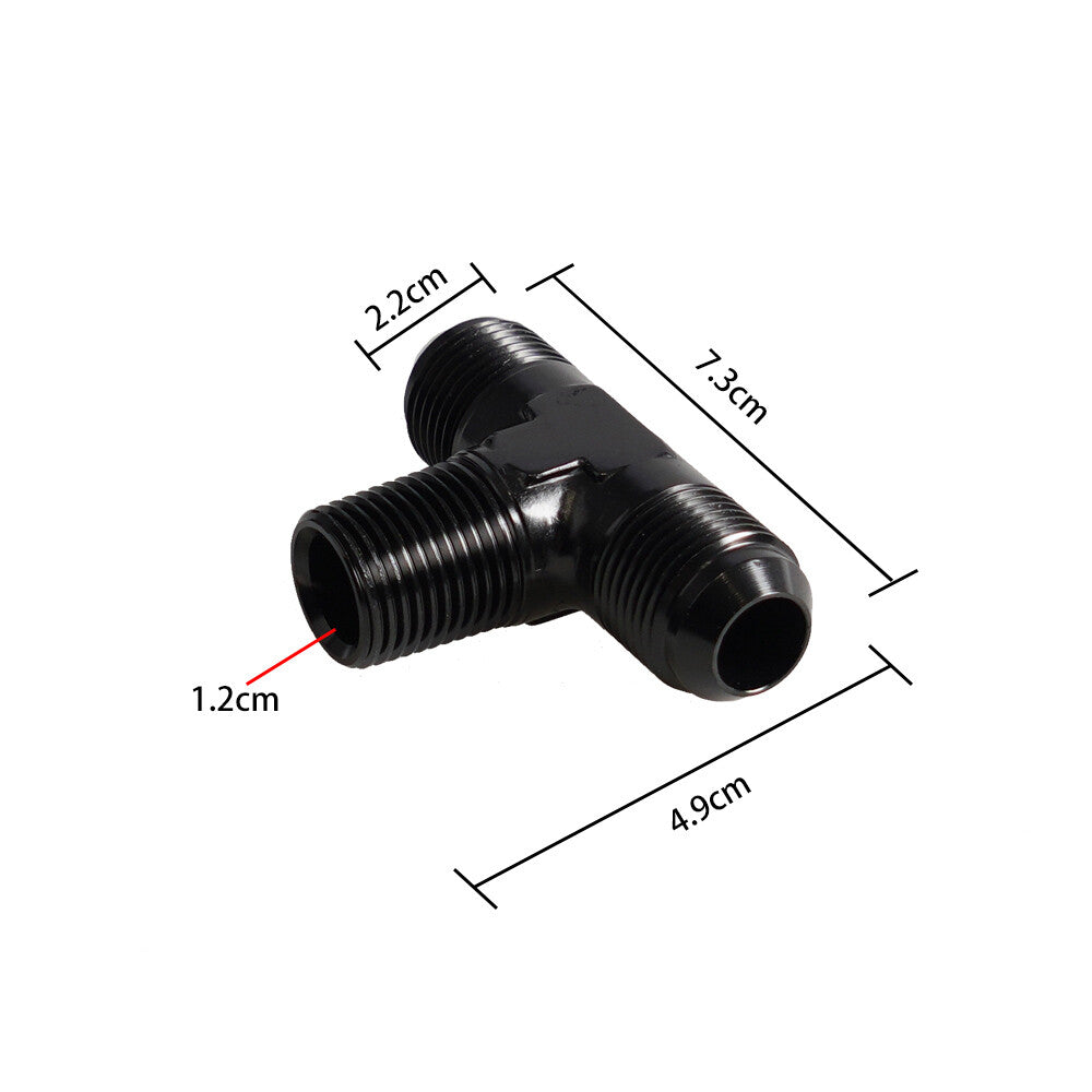 10AN AN10 Male Flare Union Tee T Block Fuel Fitting Adapter Aluminum Black