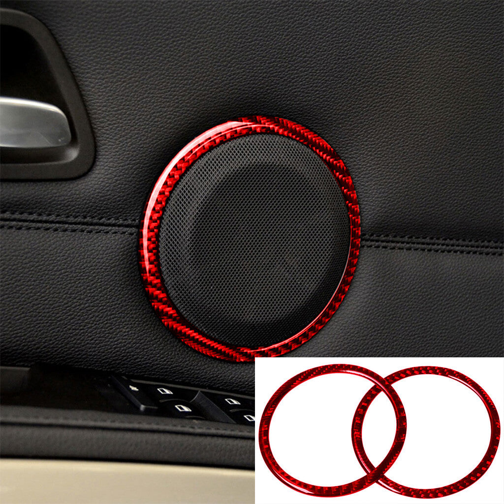 Red carbon fiber door speaker stickers suitable for BMW 3 Series E90 E92 2005-12