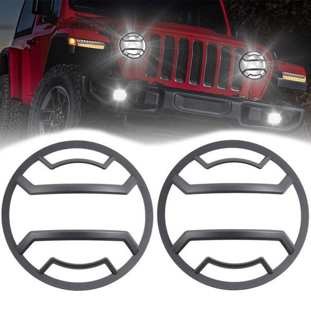 2x Front Headlight Guard Protector Cover Trim for Jeep for Wrangler JL JT 2018-2022