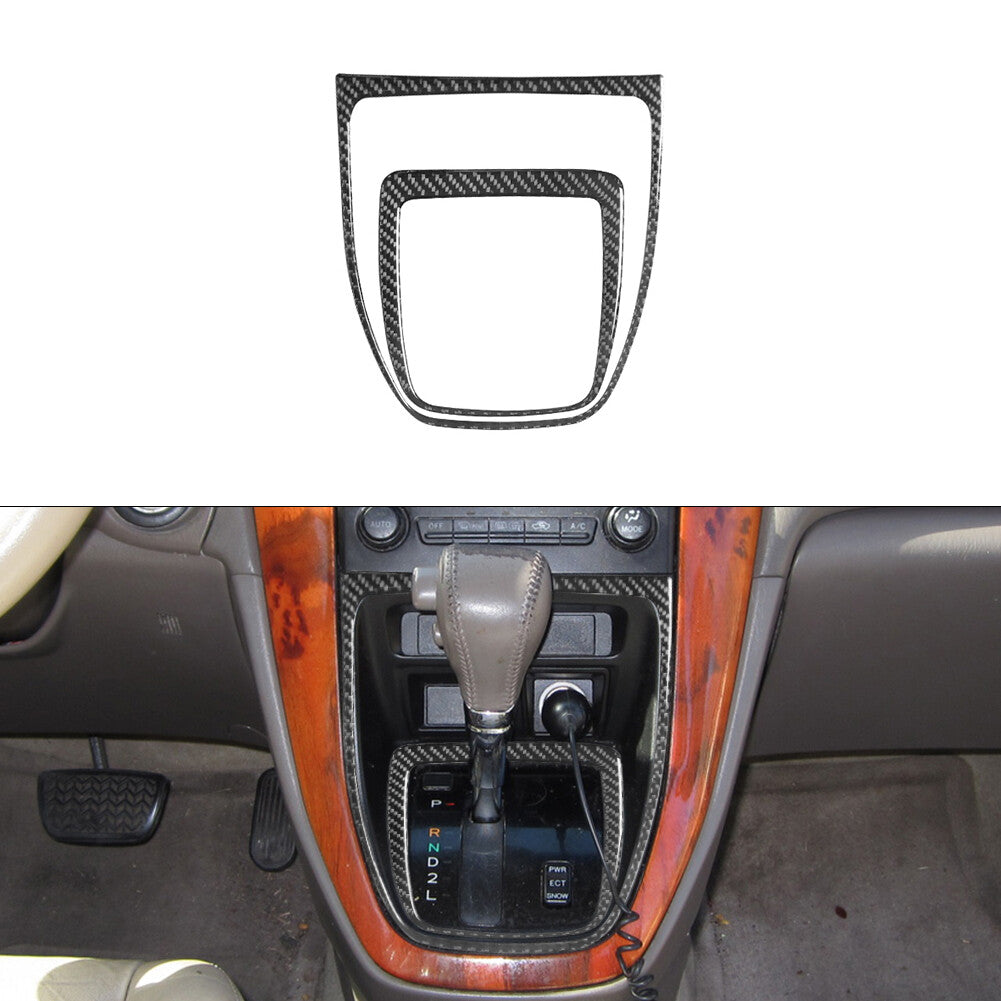 2Pcs Carbon Fiber Interior Gear Shift Frame Cover Trim for Lexus RX300 1998-2003