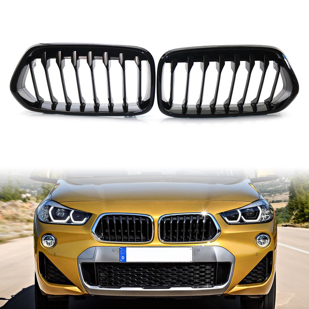 Black Front Bumper Grille Grill Single Slat for BMW X2 Series F39 2018-2021