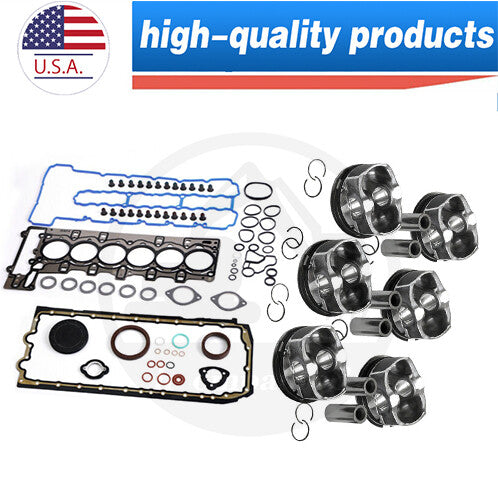Engine Overhaul Gasket Kit+Pistons  Rings Set for BMW N54B30 335i 535i 740i