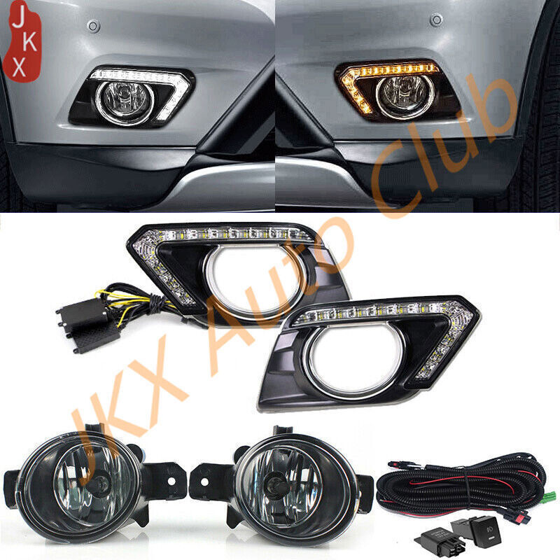 Front LED DRL Day Running Fog Light Cable Kit for Nissan X-trail Rouge 2014-2016
