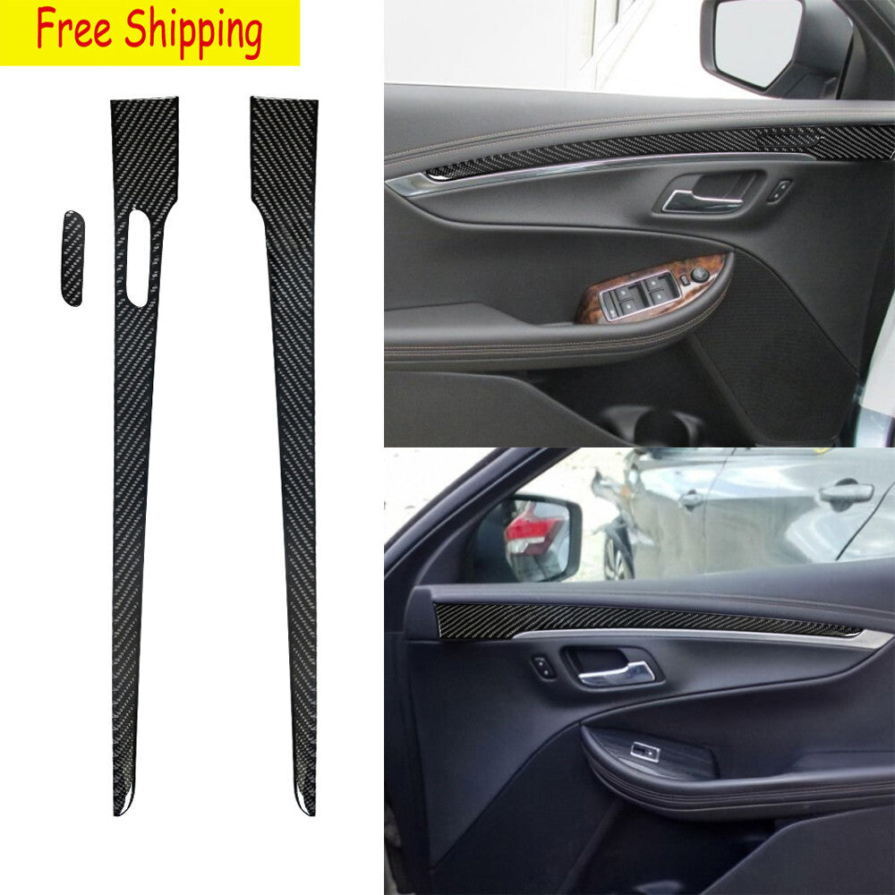 2X Front Door Interior Trim Strip Cover Carbon Fiber for Chevy Impala 2014-2020