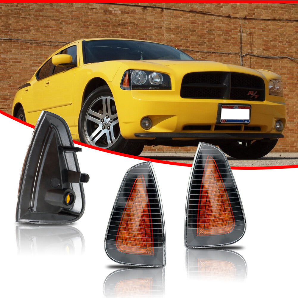 Amber lens corner parking marker signal light housing for 06-10 for Dodge charger