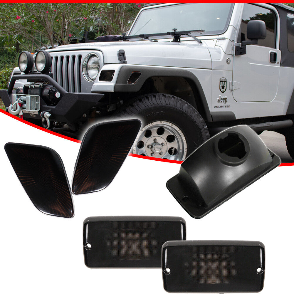 4-piece smoked bumper signal + mudguard side marker light for Jeep 1997-2006 for Wrangler TJ