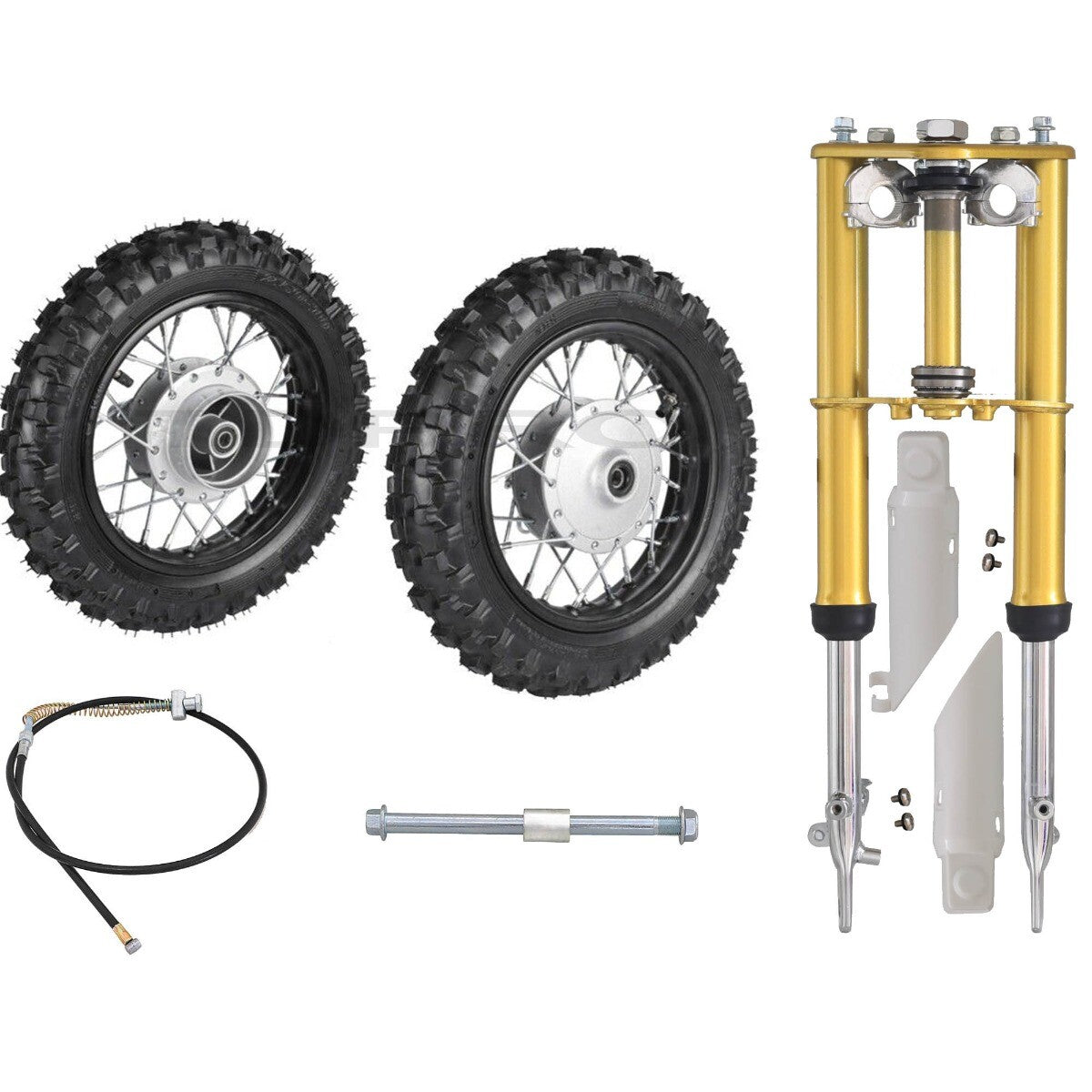 2.50 - 10 Front and rear tires + fork for Pit bike CRF50 SSR 70cc 110 TTR50