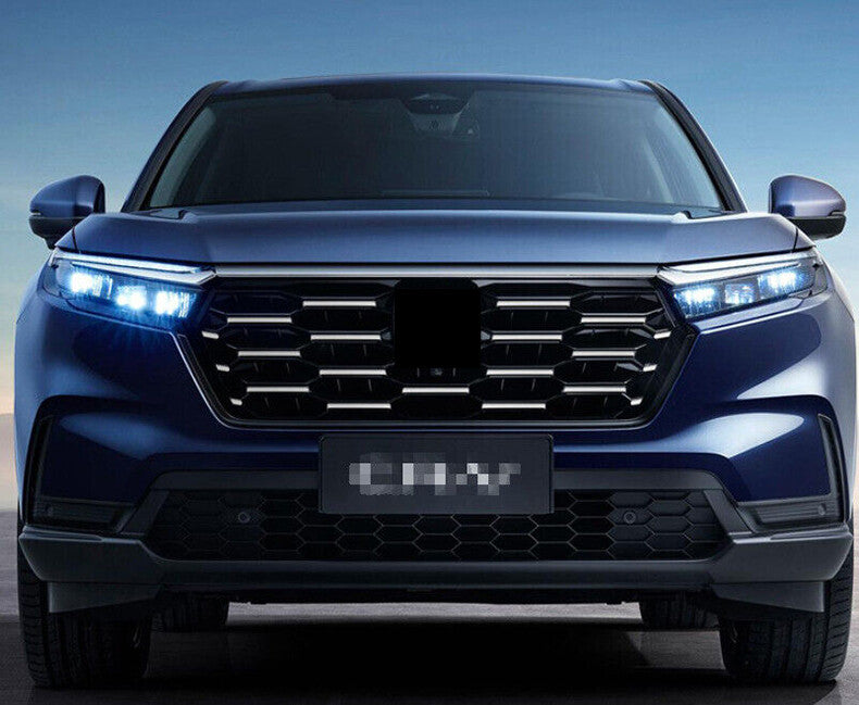 for Honda CR-V 2023-2024 Chrome Steel Front Bumper Grille Grill Cover Decal Trim