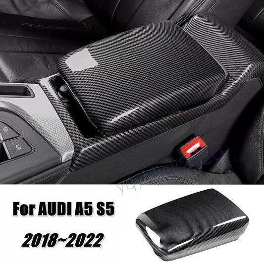 Fit for Audi A5 S5 2018-2022 Carbon Fiber ABS Armrest Box Console Box Cover Trim