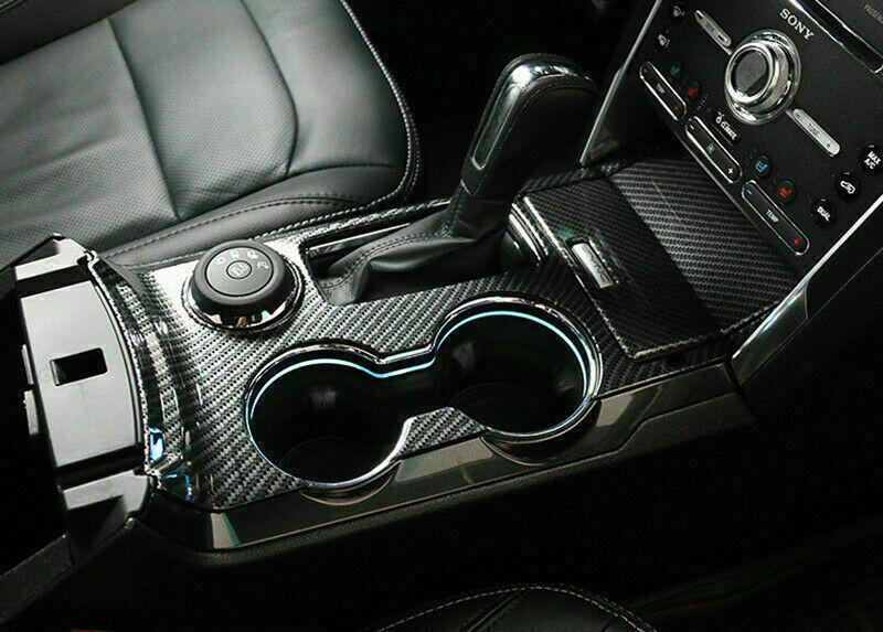 for Ford Explorer 2013-2019 Carbon Fiber Gear Shift Box  Water Cup Panel Cover