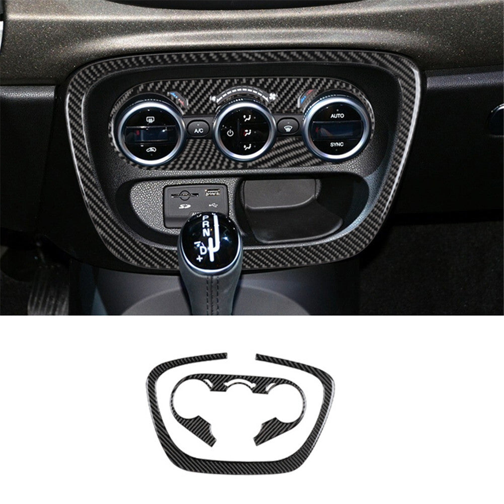 2X Carbon Fiber Interior Climate Control Panel Cover Trim for Fiat 500L 2014-17