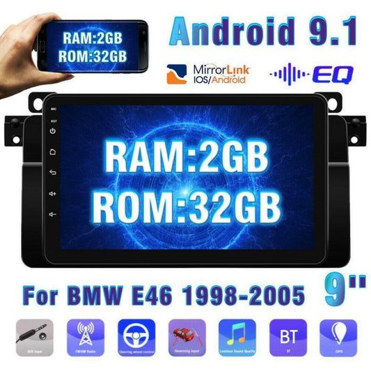 for BMW 3Series E46 2+32G 9 Android9.1 Car Radio Stereo GPS Navi WiFi Head Unit