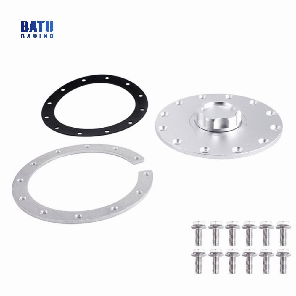 Universal Billet Aluminum Fuel Cell Cap Flush Mount for Fuel Surge Tank Silver