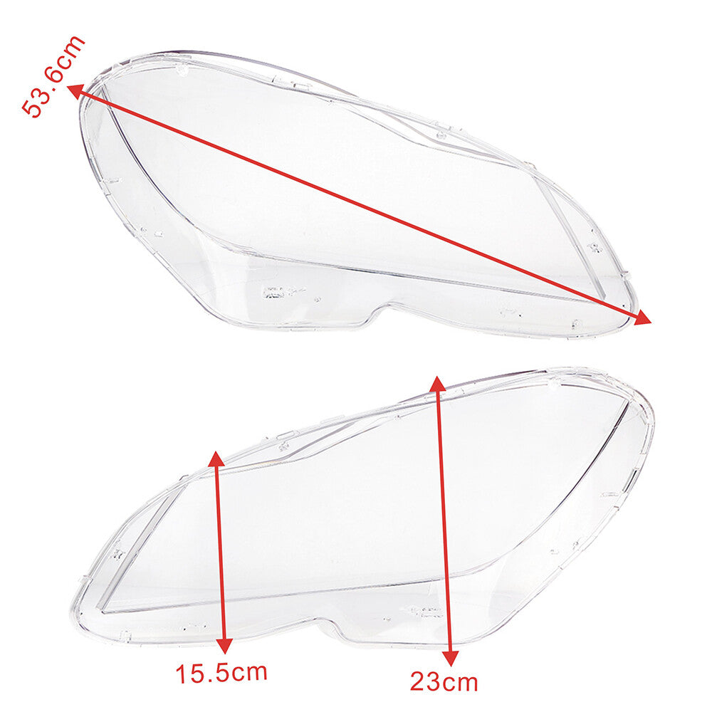 Right front headlight protective cover with transparent lens, suitable for Mercedes-Benz C-Class W204 (2011-2015).