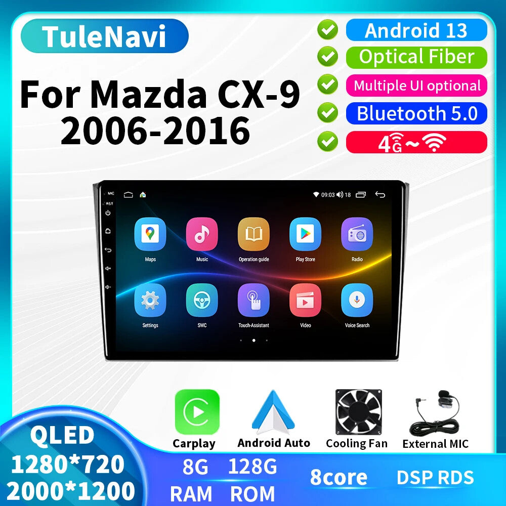 for Mazda CX-9 CX9 2006-2016 Android Auto CarPlay Car Radio GPS Stereo Player