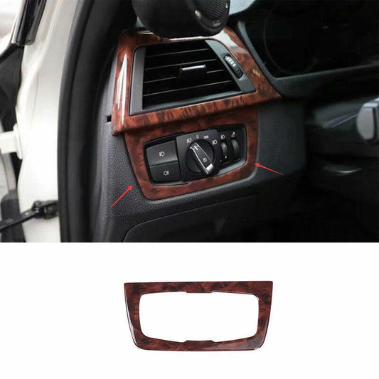 Wood Grain Headlight Switch Control Frame Trim for BMW F30 F32 F33 F36 2013-2019