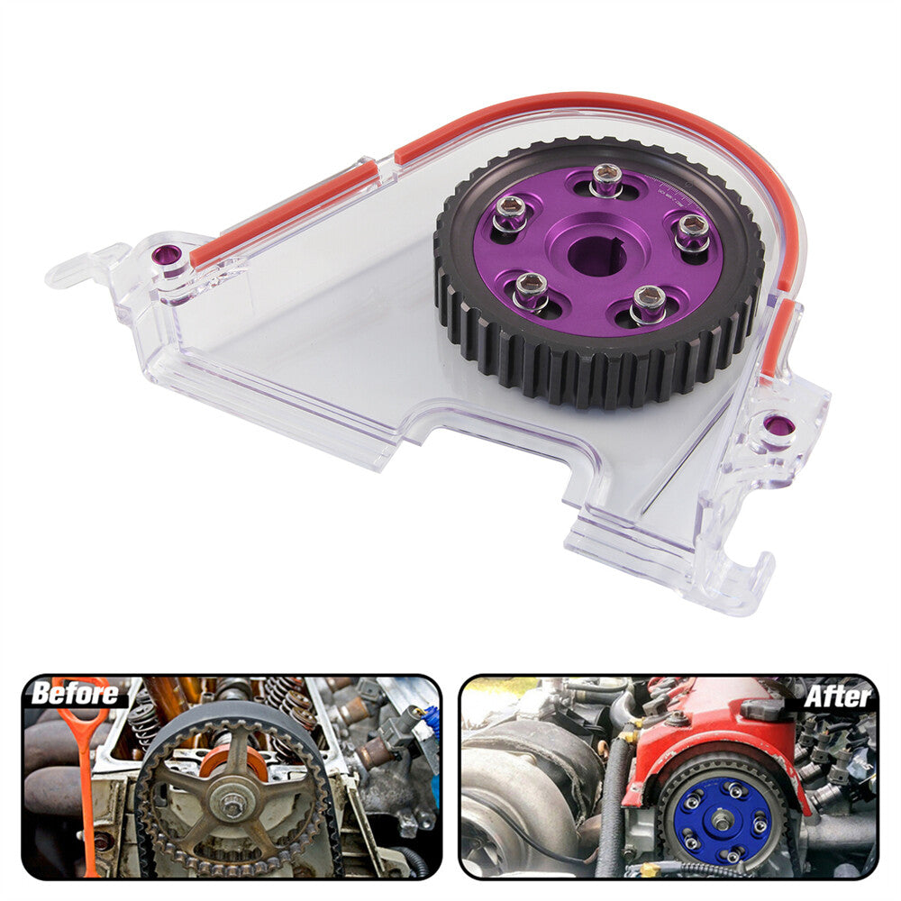 Clear Gear Timing Belt Cover +Cam Gear for Honda for Civic D15 D16 SOHC 96-00 Purple