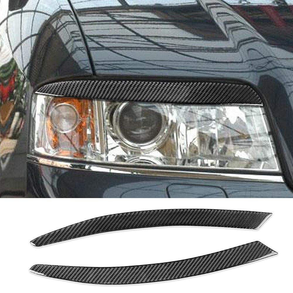 2¡ÁCarbon Fiber Front Headlight Eyelids Eyebrow Cover for Audi A6 C6 4F 2004-2009