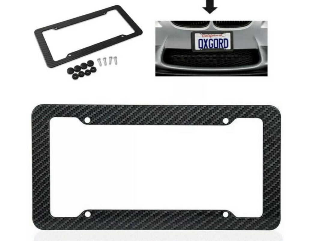 Car license plate frame cap boot trunk black carbon suitable for Cadillac