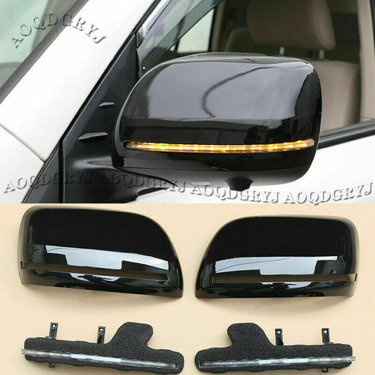 for Land Cruiser LC/FJ200 2008-2021 LED W/ Streamer Black Rearview Mirror Cover