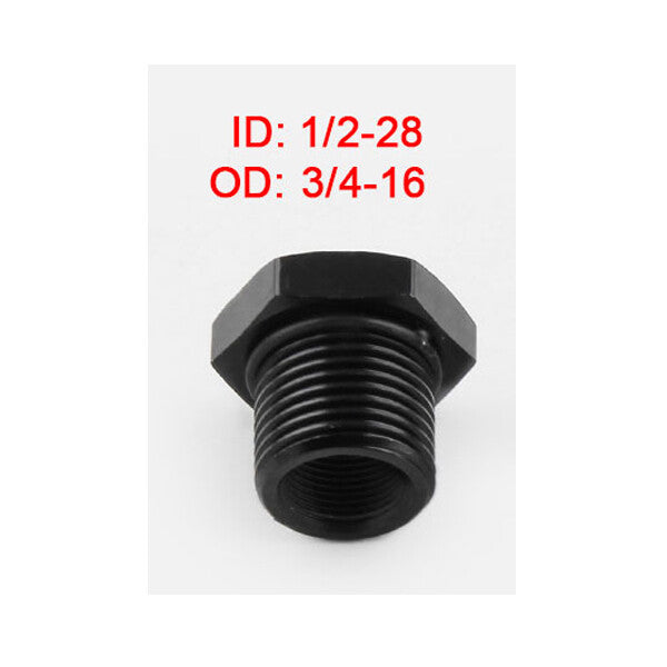 1PC 1/2-28 to 3/4-16 Automotive Threaded Oil Filter Adapter Black Aluminum Black