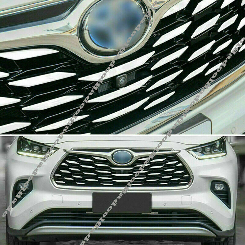 1Set Chrome Front Center Grille Strip Decal Trim for Toyota Highlander 2020-2023