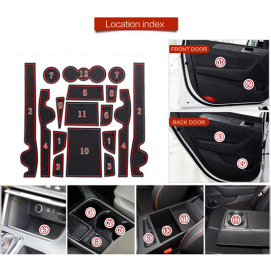 Non-slip Door Slot Mat for Hyundai Sonata 2015-2017 Gate Groove Panel Cup Pad