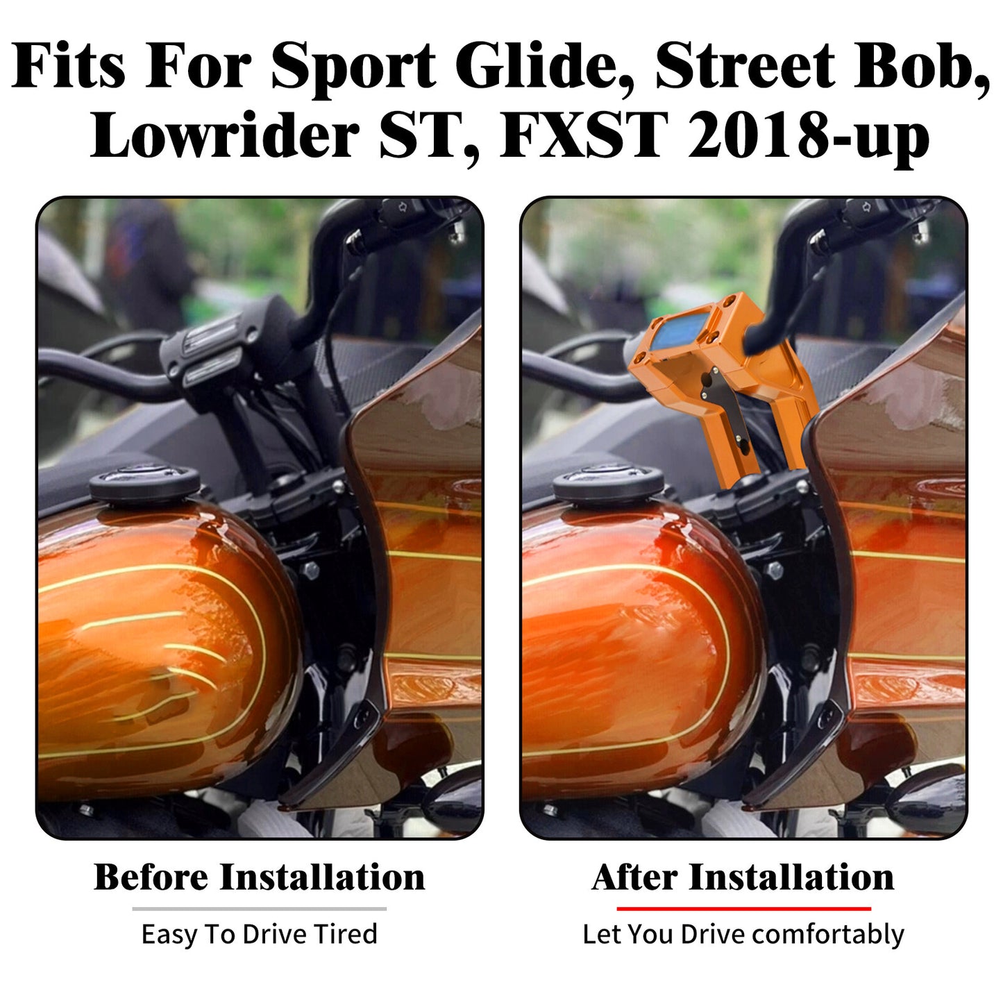 1 Handlebar 6 Gold Riser Clamp Kit for Harley Softail Street Bob Low Rider ST