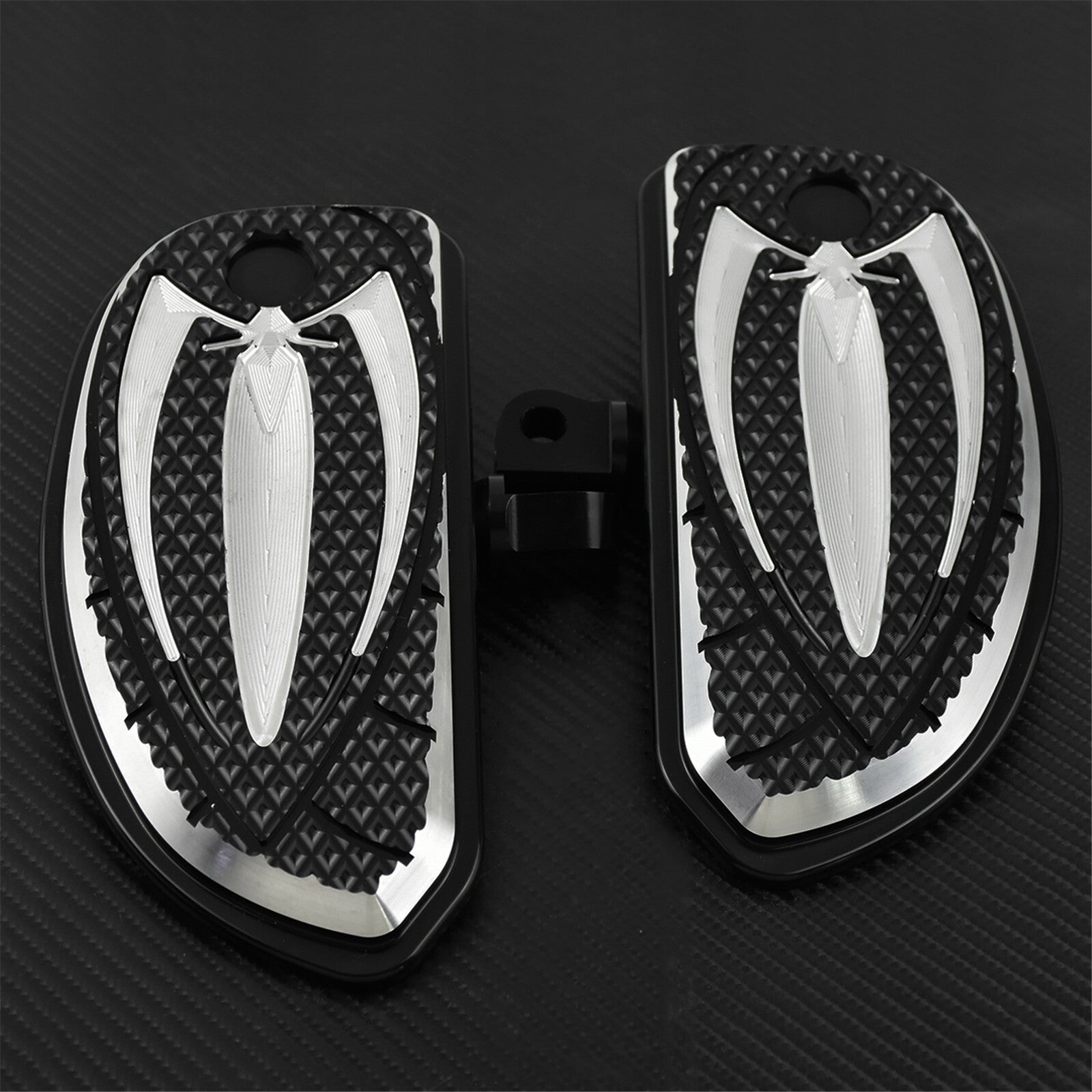 Black Spider Male Mount Foot Pegs Floorboards Fit for Harley Touring FLHT Dyna