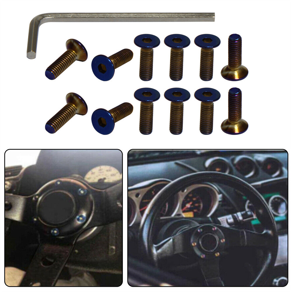 12Pcs Steering Wheel Bolt Screw Kit For Momo Nardi Personal NRG Sparco Flat Head
