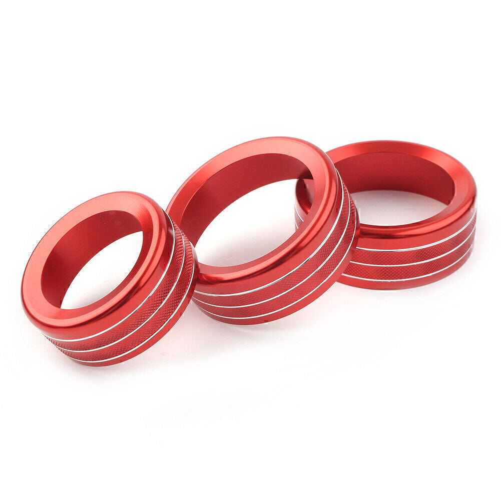 3X Red Console AC Switch knob Ring Trim Fit for Alfa Romeo Giulia for Stelvio 2017-2020