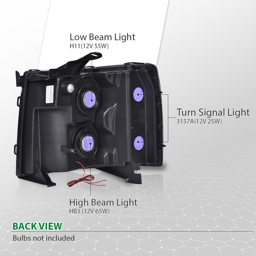 2007 - 2013 Black, Purple, Red, White Stone 1500 2500 LED DRL Simplified Golden Dragon/Twilight Green Light