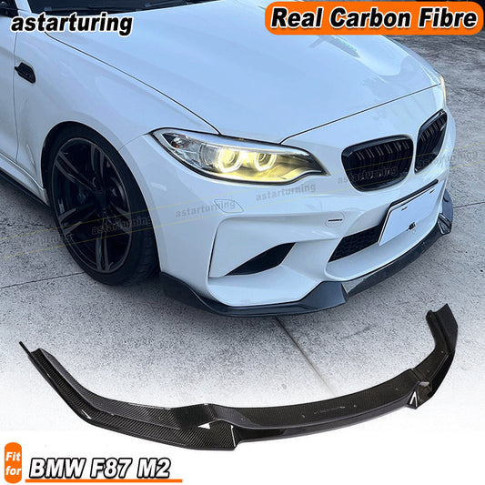 for BMW 2 Series F87 M2 Coupe 2016-20 REAL CARBON Front Bumper Lip Chin Spoiler