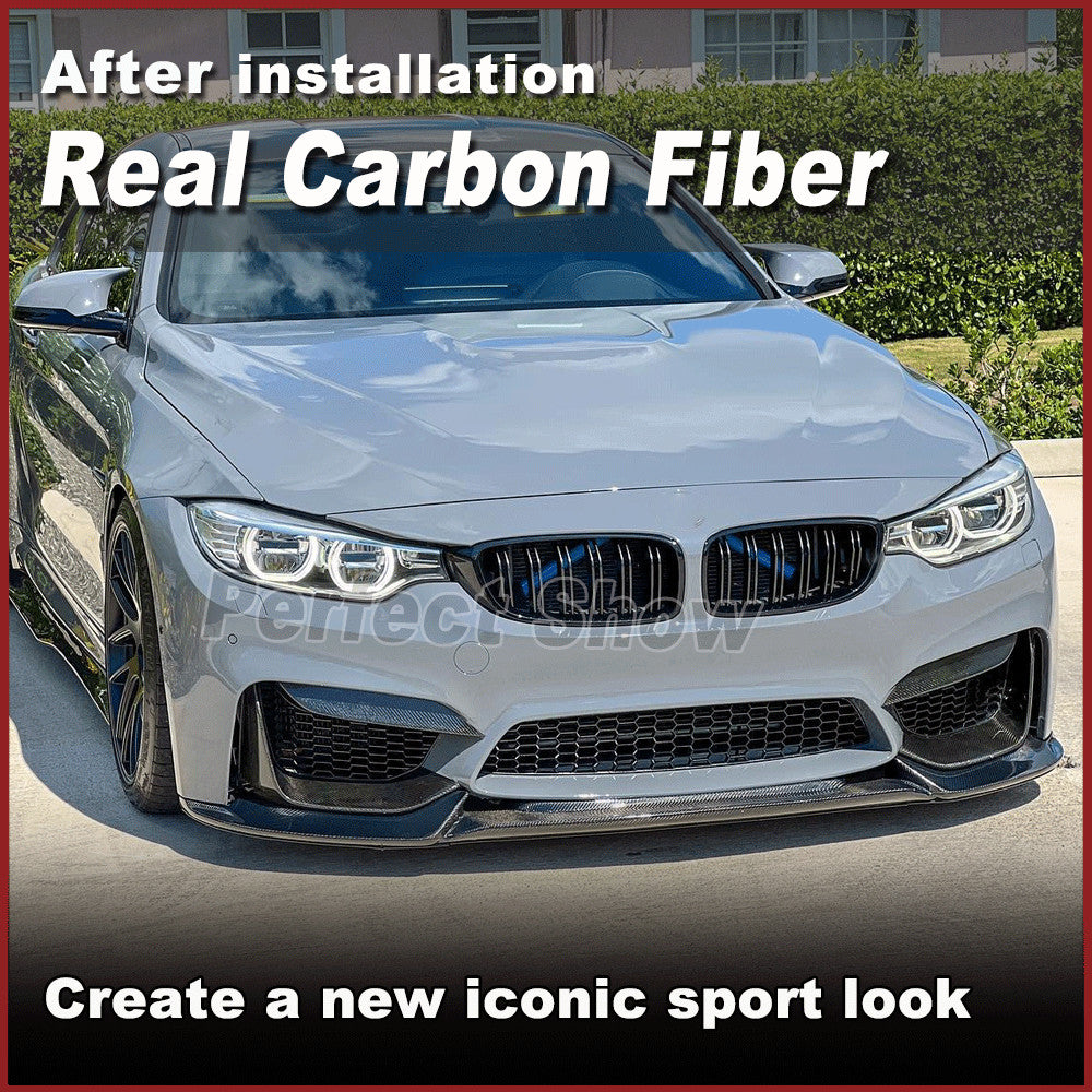 Fit for BMW F80 M3 F82 F83 M4 2014-19 REAL Carbon Front Bumper Lip Spoiler Chin