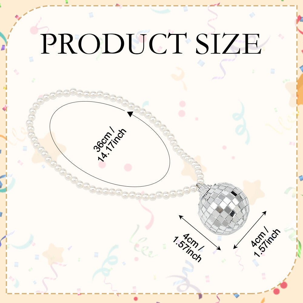 Silver Bling Disco Ball Car Rear View Mirror Hanging Ornament Pearl Chain Women