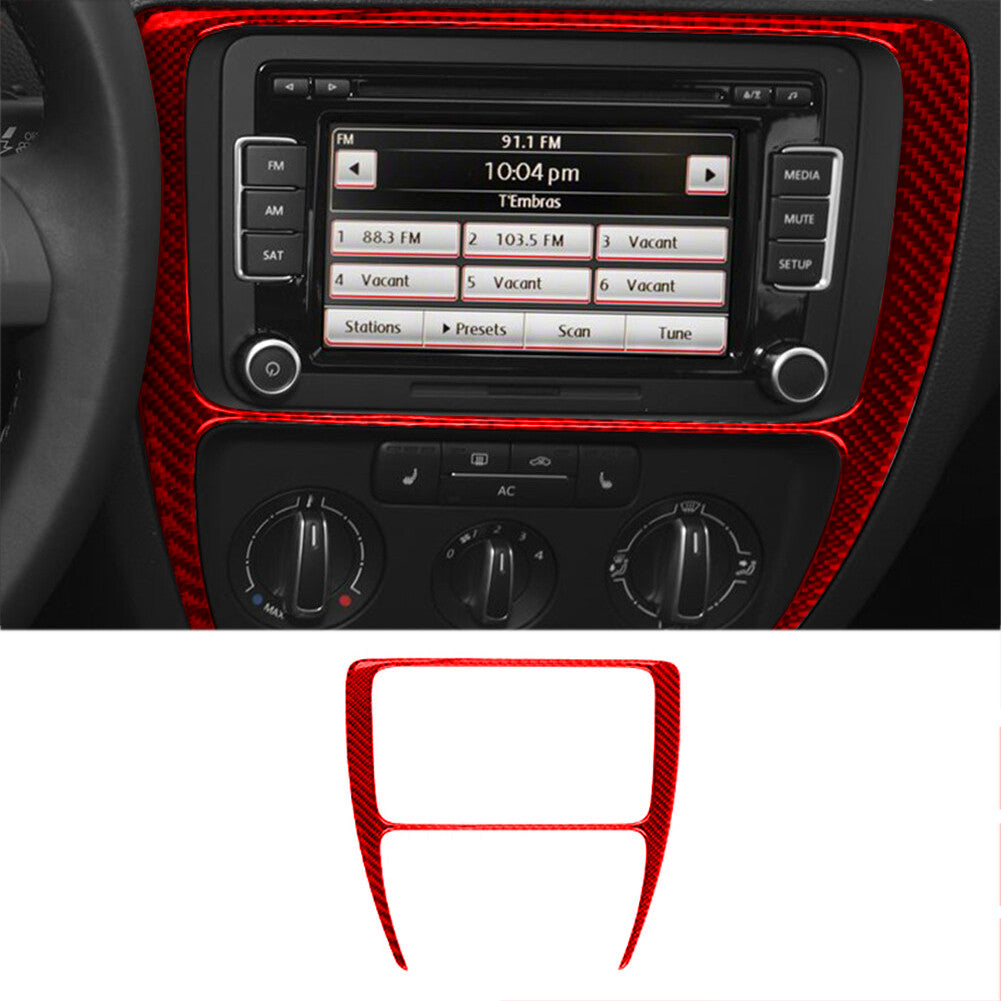 Red Carbon Fiber Central Console Frame Trim for Volkswagen for Jetta Sedan 2011-2014