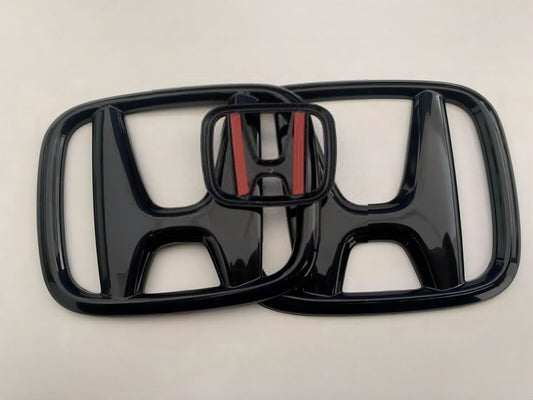 3PC Gloss Black Front Rear Emblem Steering wheel Badge For Accord 10th 2018-2022