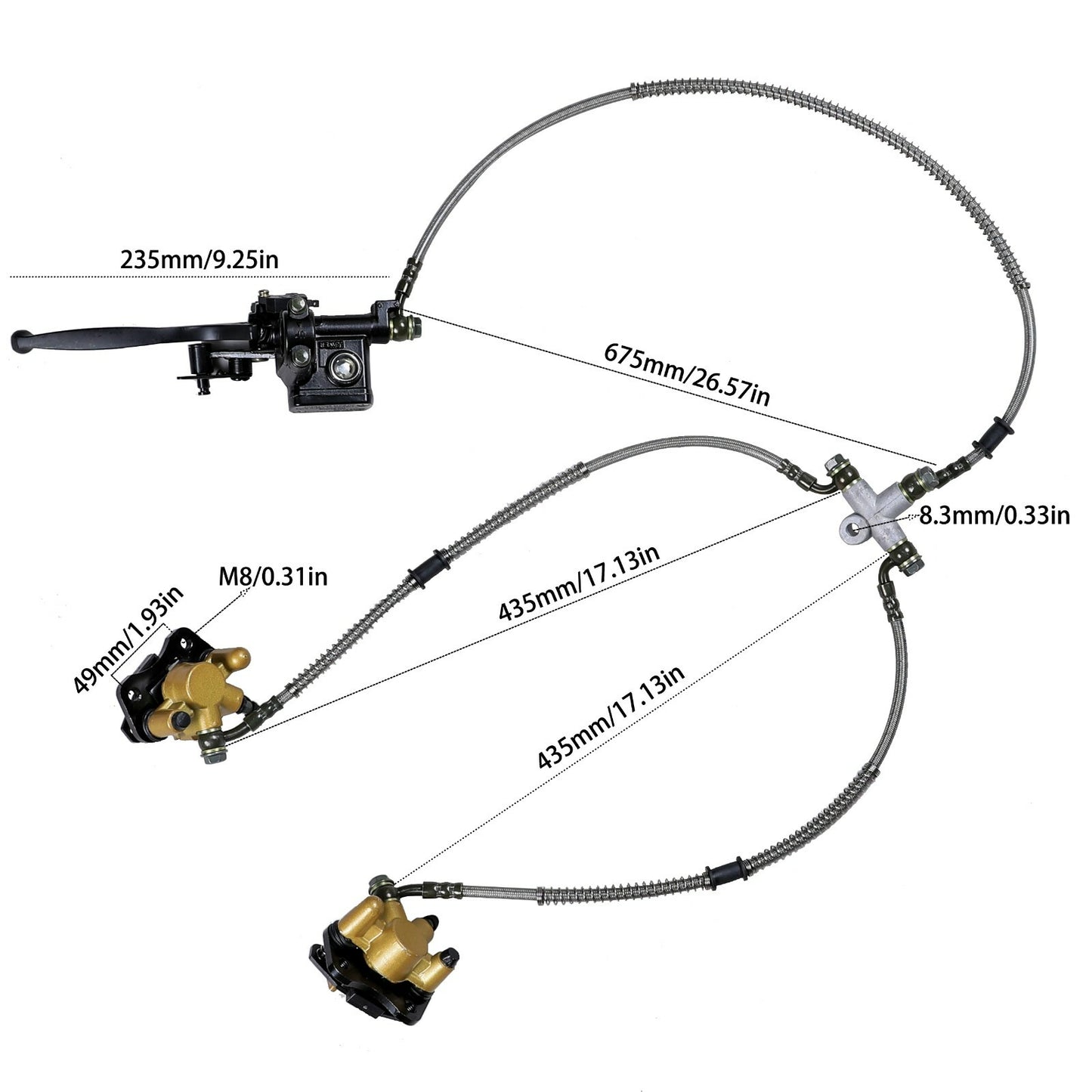 Hydraulic Twin Disc Brake Caliper Cylinder Quad ATV Go Kart Drift Trike Buggy