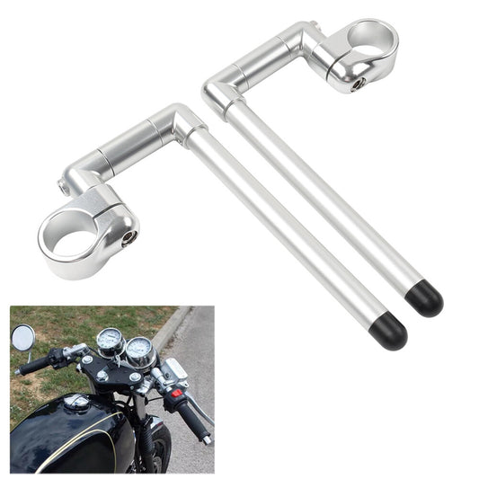 43MM Cafe Racer Bars 7/8 Universal Clip-On Handlebar Fork Tube Silver