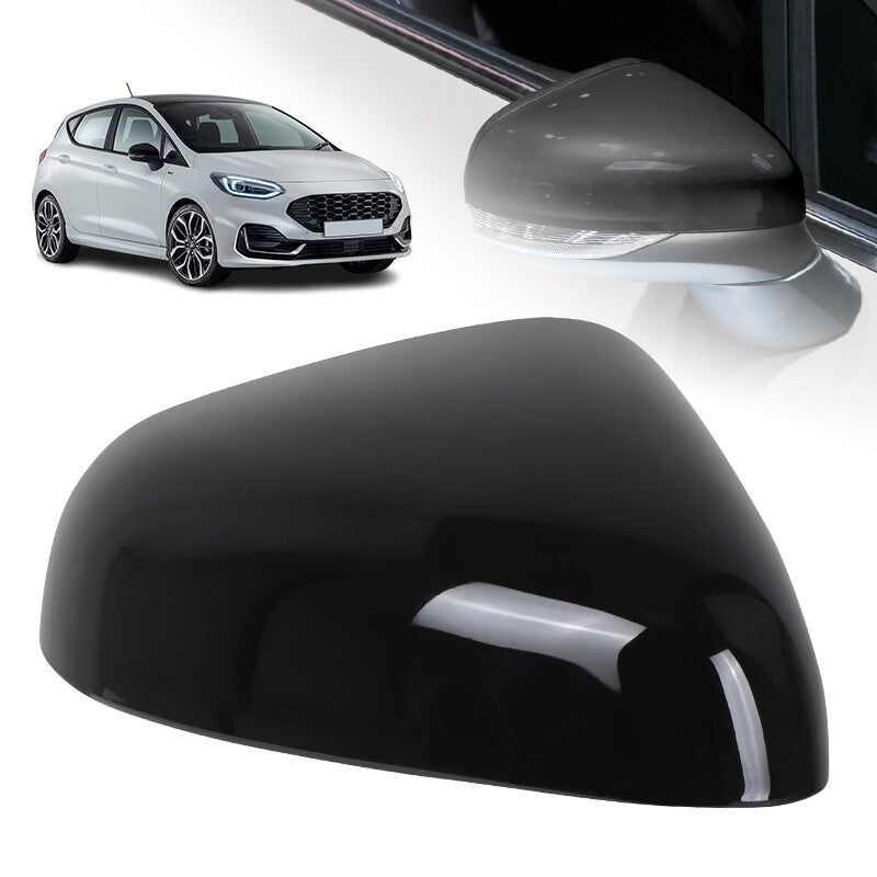 Right Passenger Side Door Wing Mirror Cover Cap Black for Ford Fiesta 2018-2023