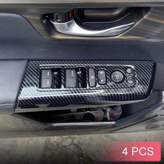 Carbon Fiber Car Door Window Switch Panel Cover Trim For 23-24 for Honda CR-V