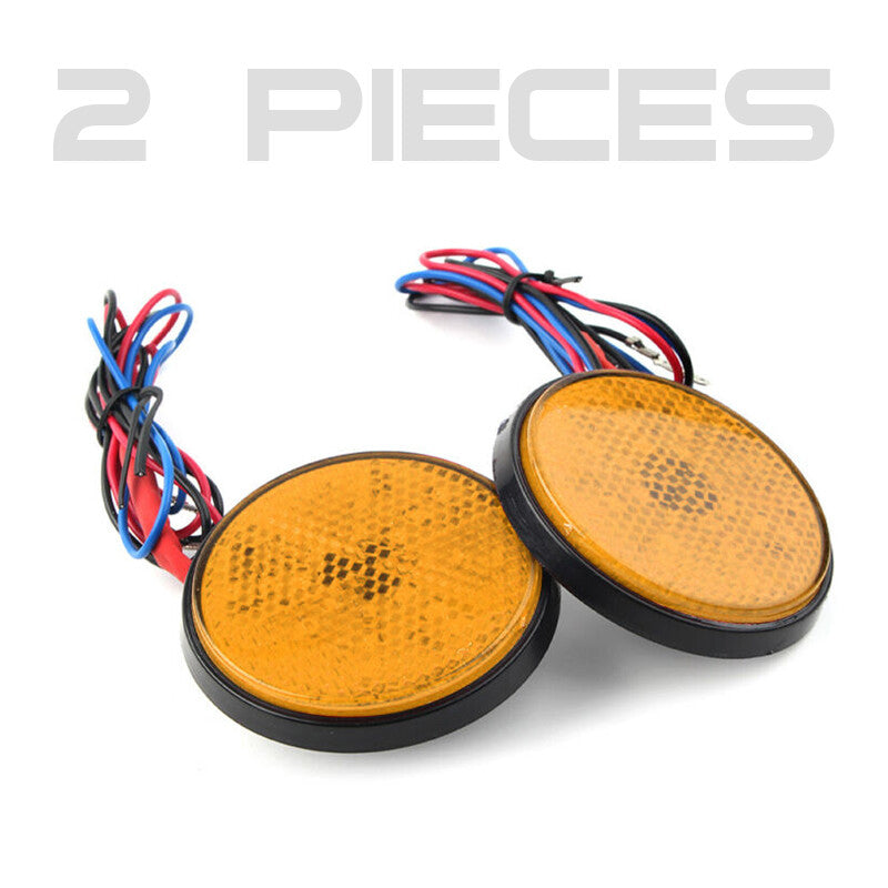 2x Amber Car Motorcycle Round 24 LED Reflector Turn Signal Brake Stop Tail Light