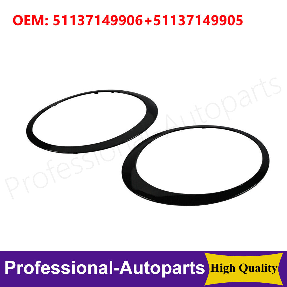 1Pair Gloss Black Headlight Trim Ring for Mini Cooper R55 R56 R57 2007-2015