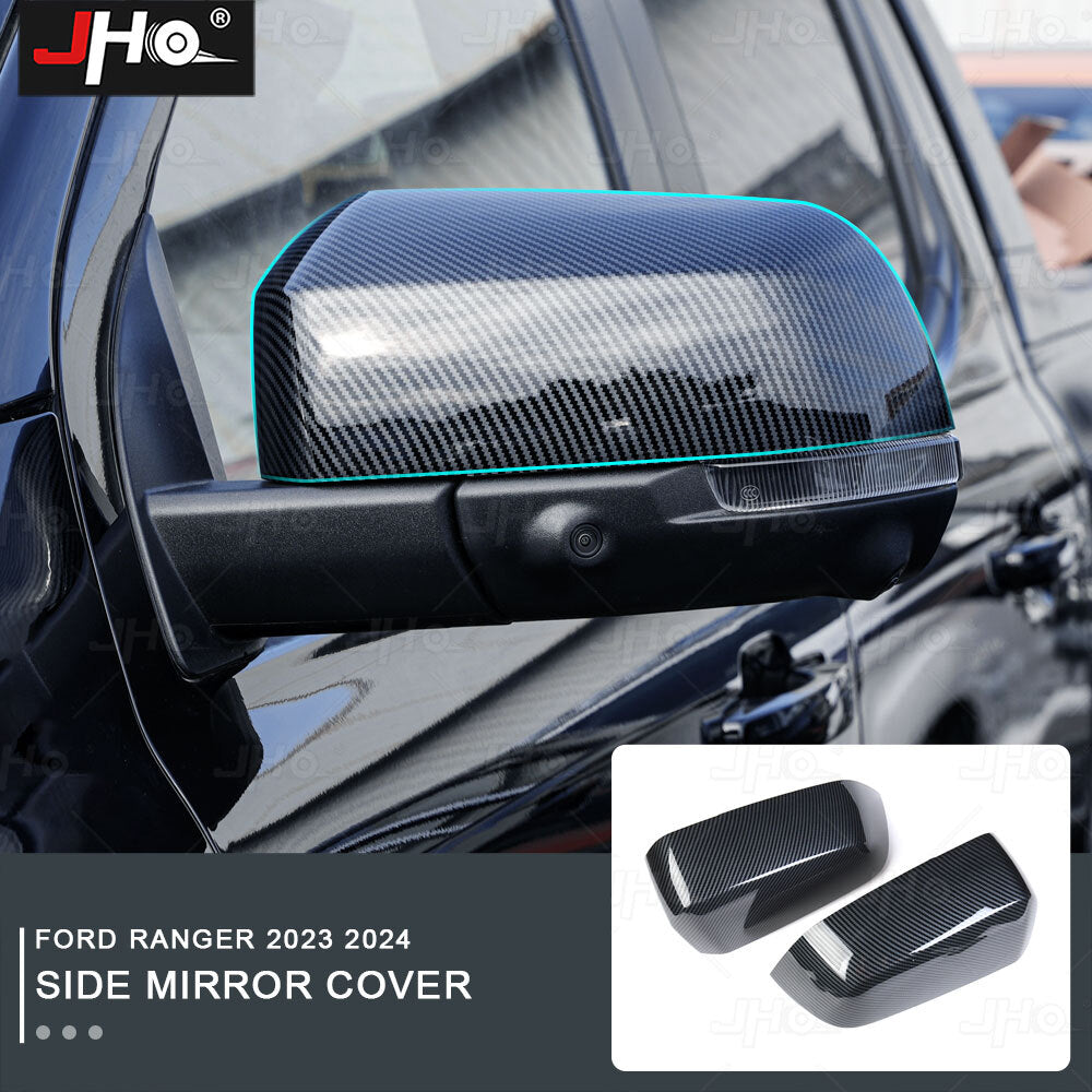 Carbon Fiber ABS Glossy Mirror Cover Trim Side Rearview Cap for Ford RANGER