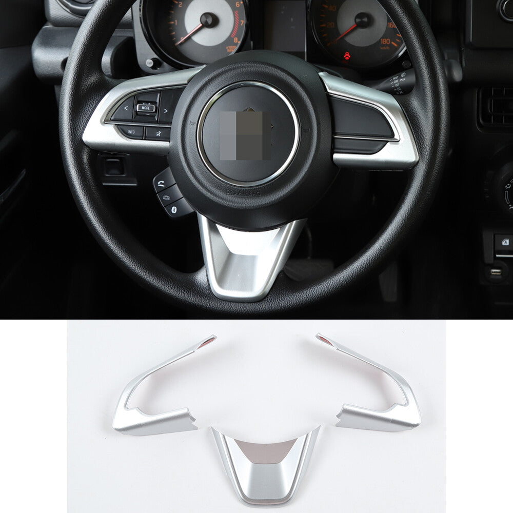3¡ÁSilver ABS Interior Steering Wheel Panel Cover Trim for Suzuki for Jimny 2019-2022