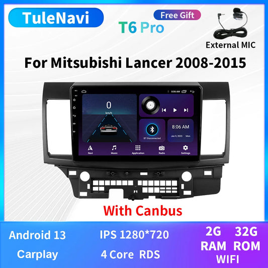 for Mitsubishi LANCER 2008-2015 Car Stereo Radio Android Auto CarPlay GPS Screen