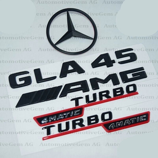 GLA45 AMG TURBO 4MATIC Rear Star Badge Matte Black Badge Set X156 W156 2017+