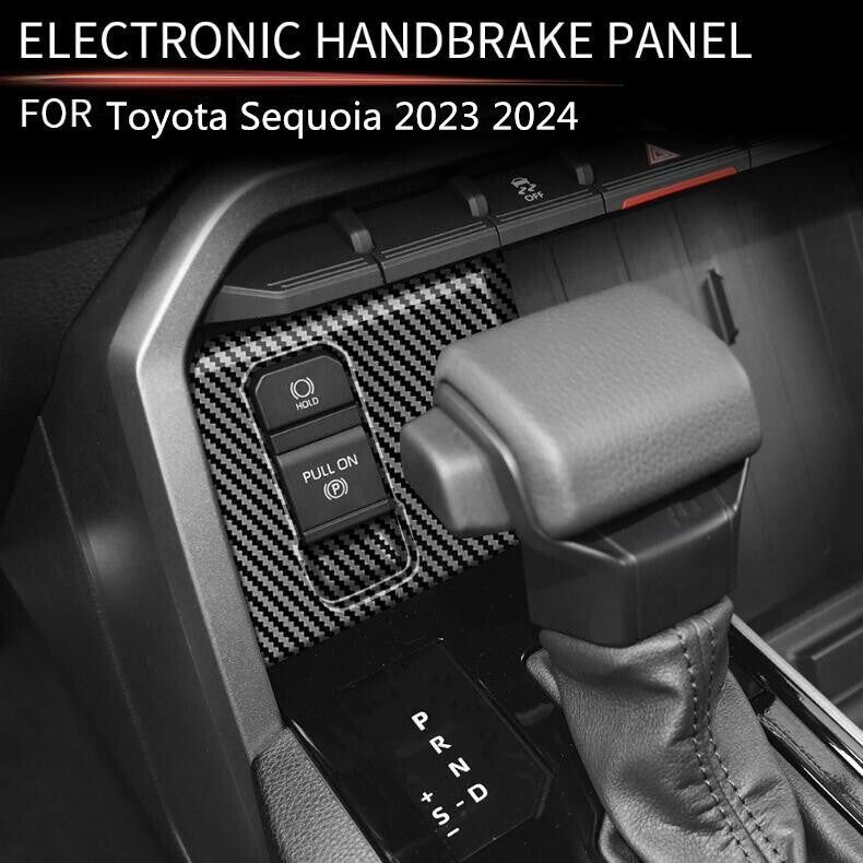Carbon Fiber Electronic Handbrake Frame Cover Trim for Toyota Sequoia 2023 2024
